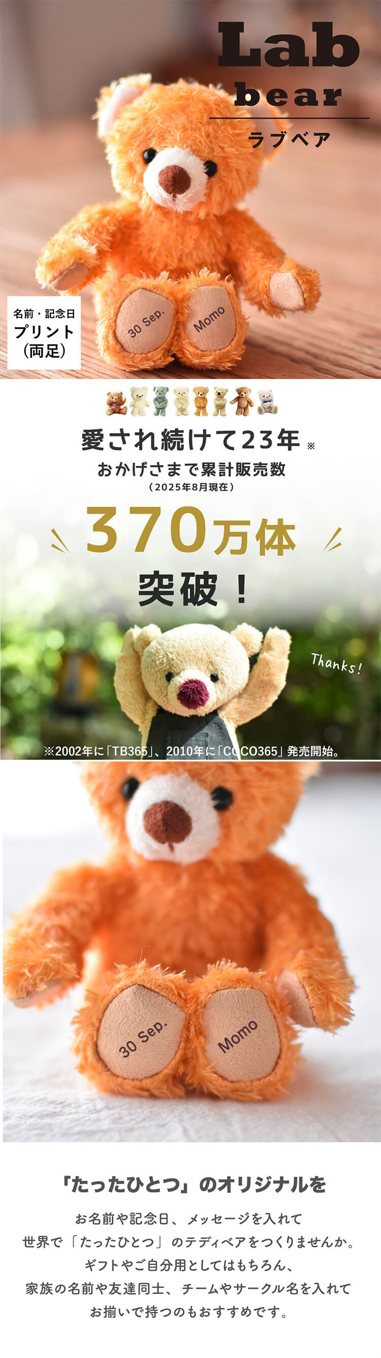 Labベア　両足プリント