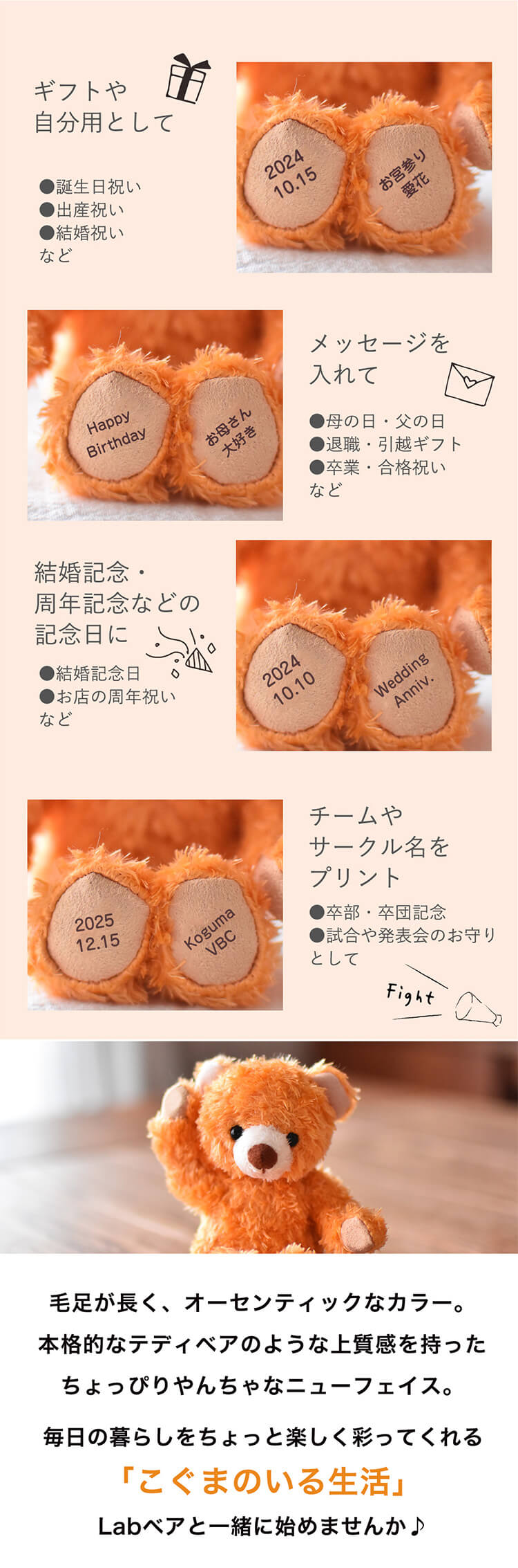 Labベア　両足プリント