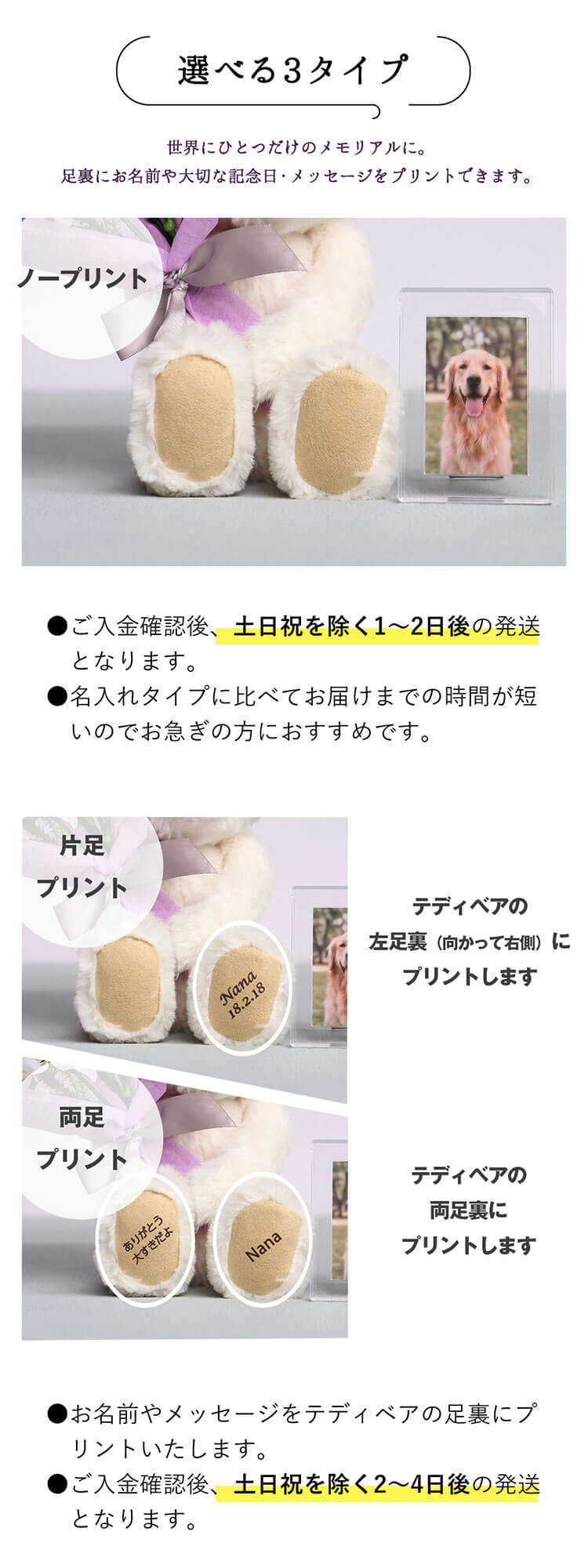 足裏プリントオプション