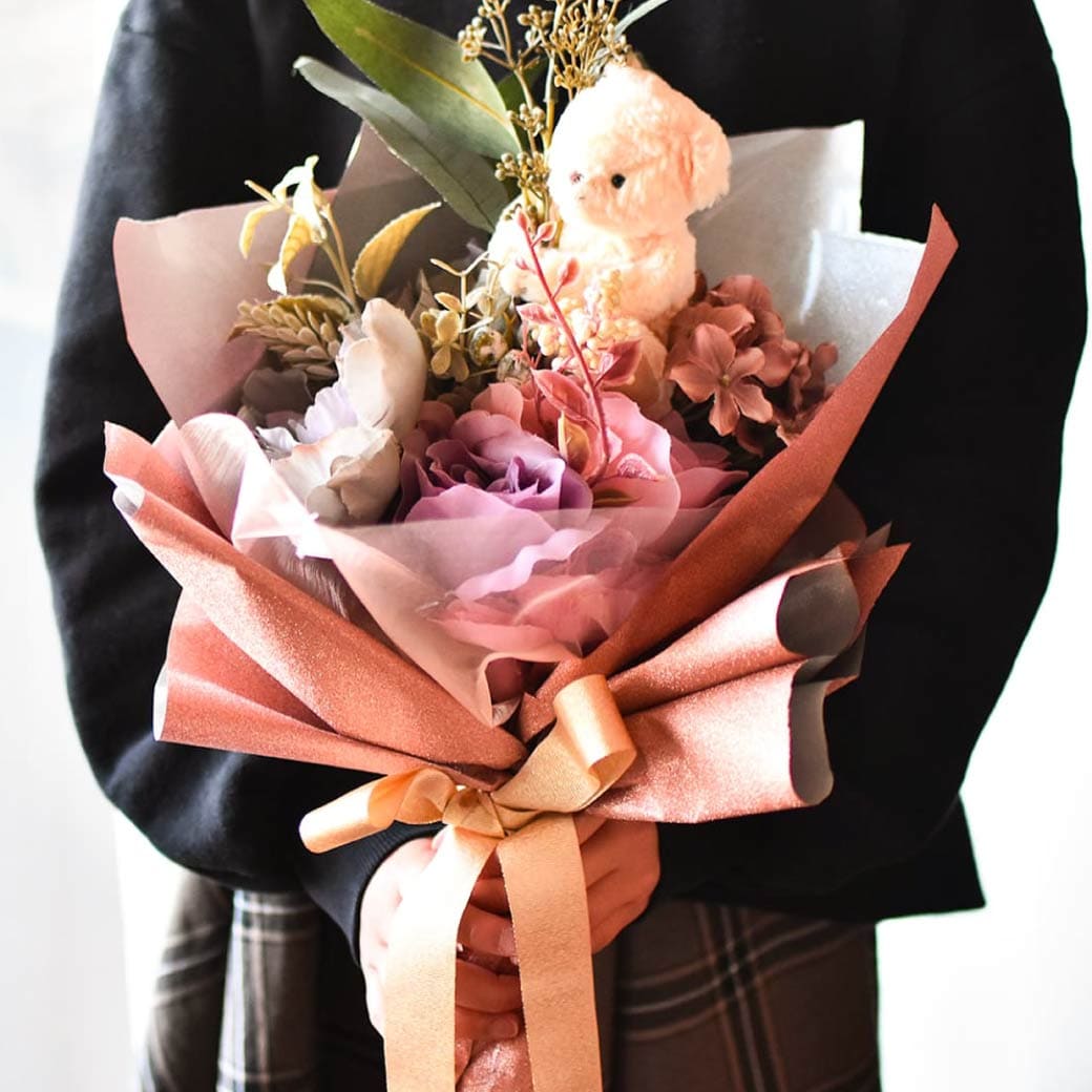 100均グッズ＋テディベアで、クマちゃん入りの花束作ってみた